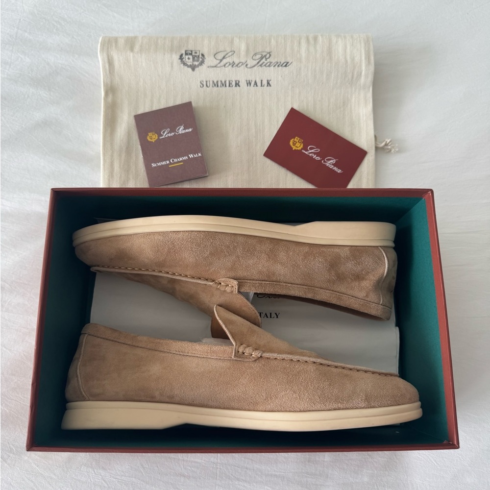 Loro Piana Men’s Summer Walk Loafer | Light Wood Smoke | EU=45 • US=12/11.5 Mint